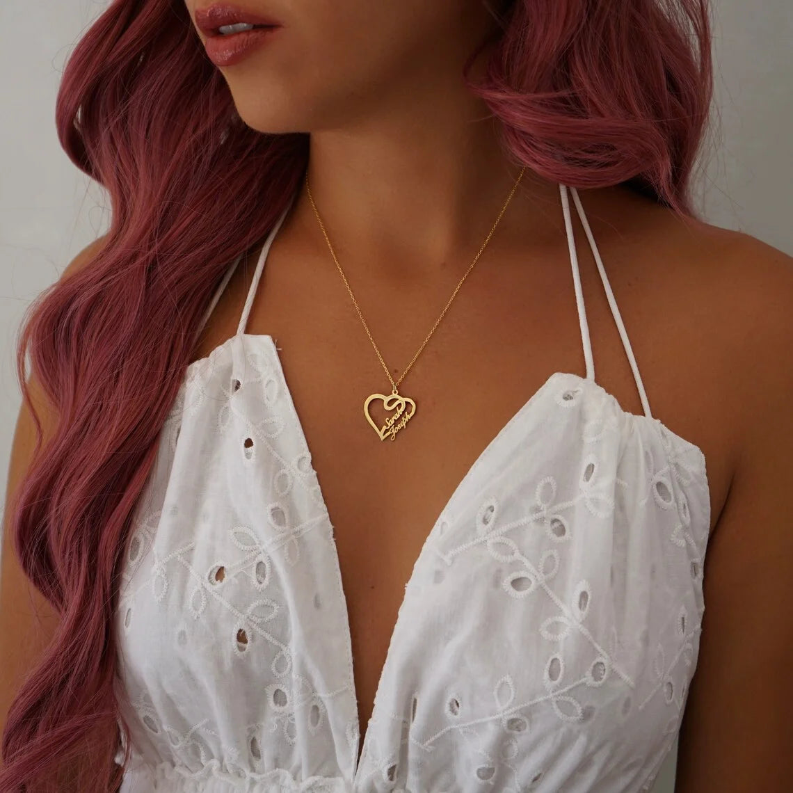 Collier cœur deux prénoms Le Duo