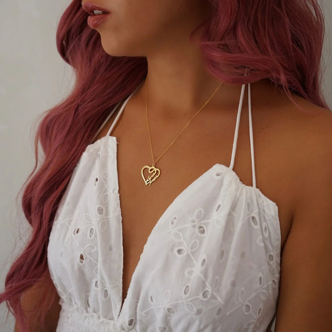Collier cœur deux prénoms Le Duo