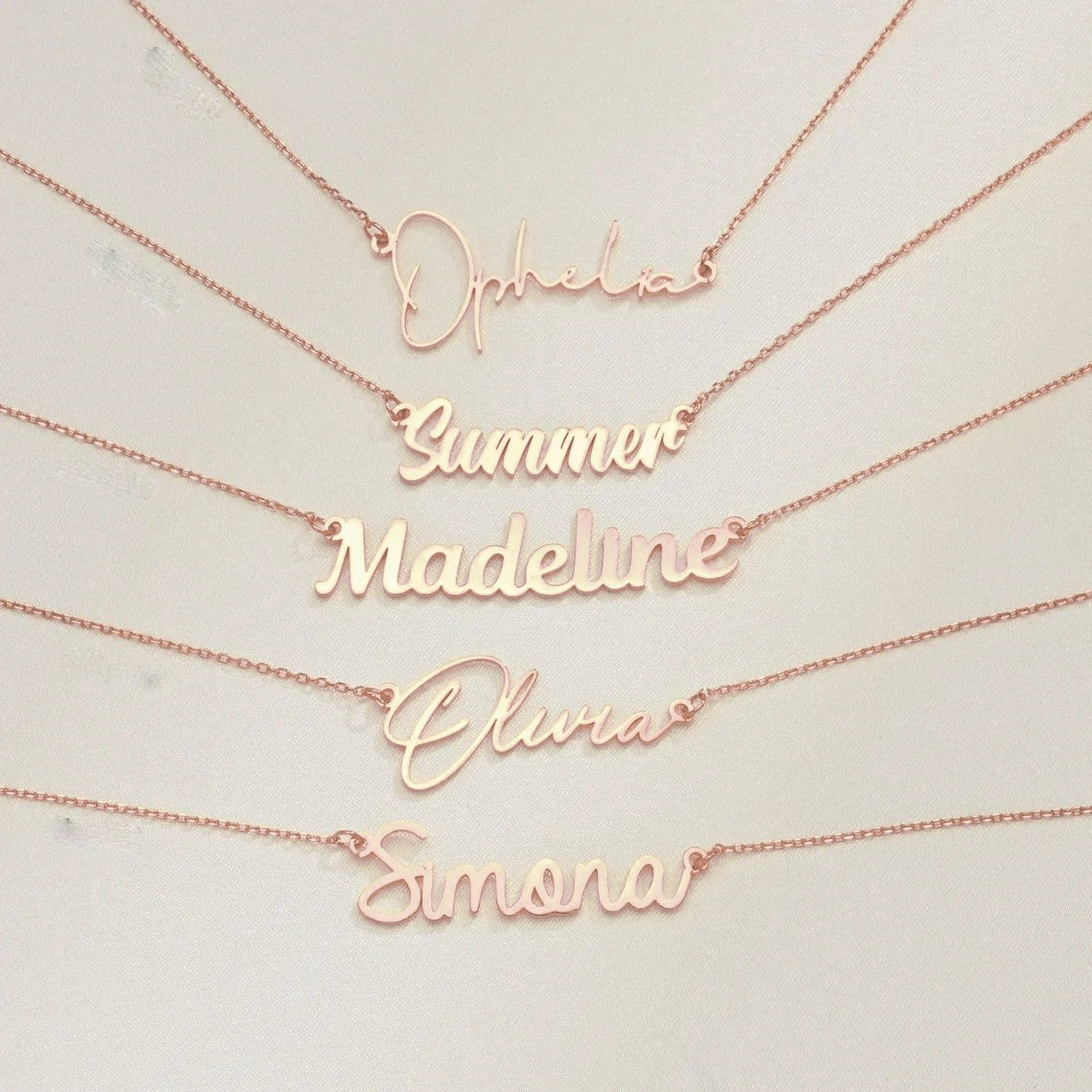 Collier prénom personnalisé or rose en acier inoxydable